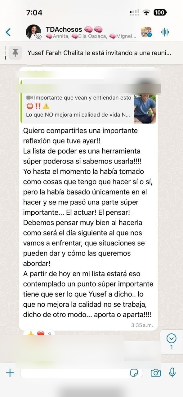 Testimonio de WhatsApp