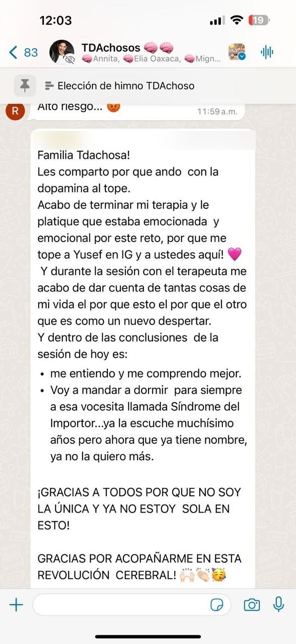 Testimonio de WhatsApp