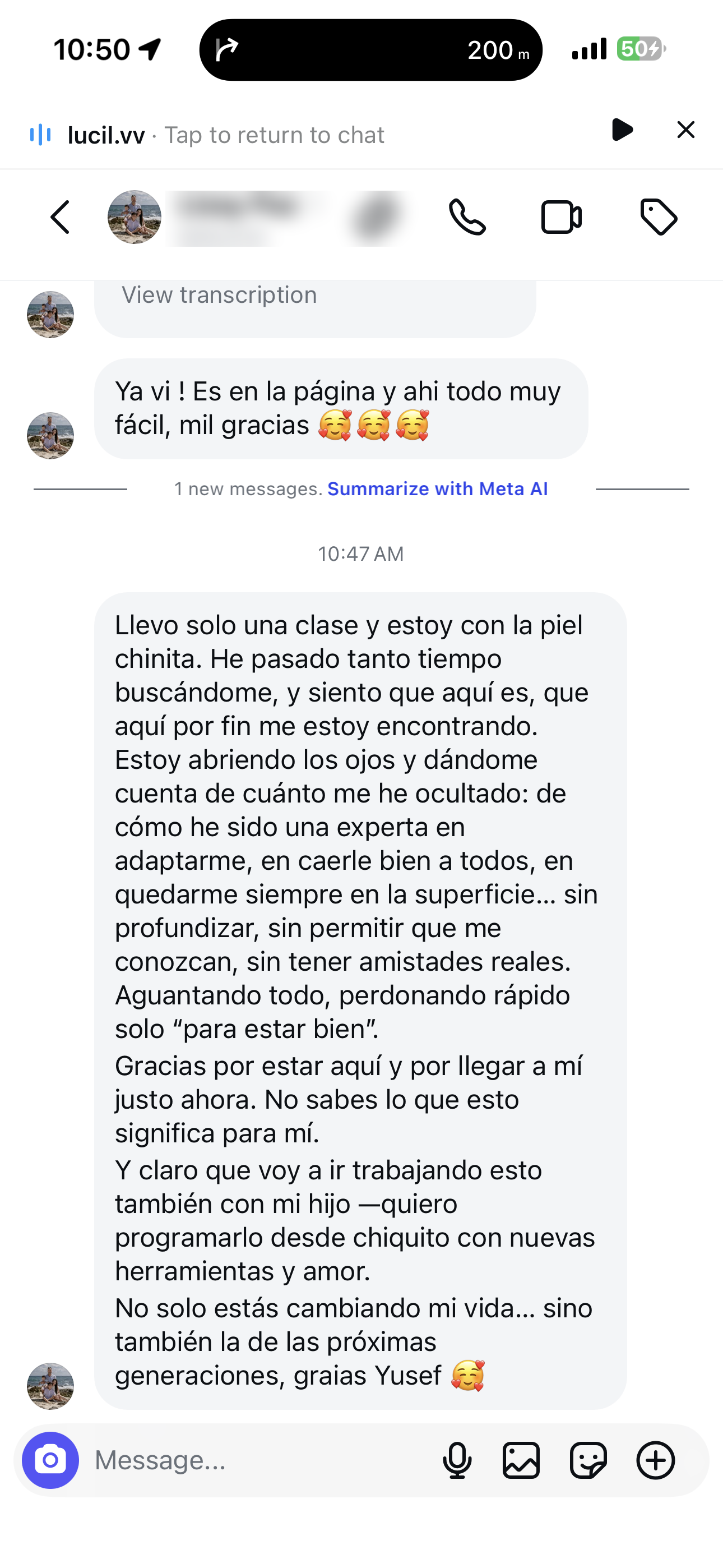 Testimonio de WhatsApp