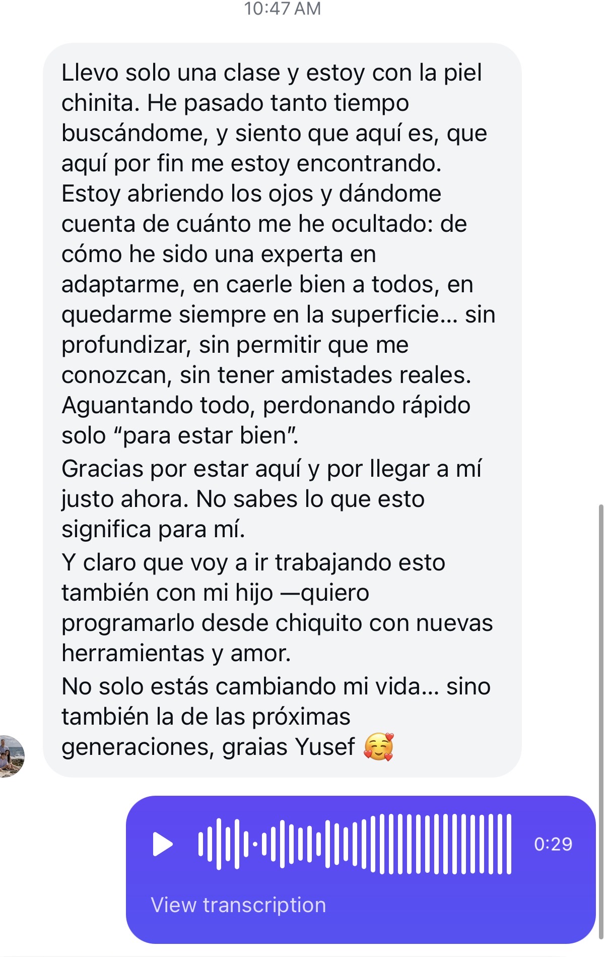 Testimonio de WhatsApp