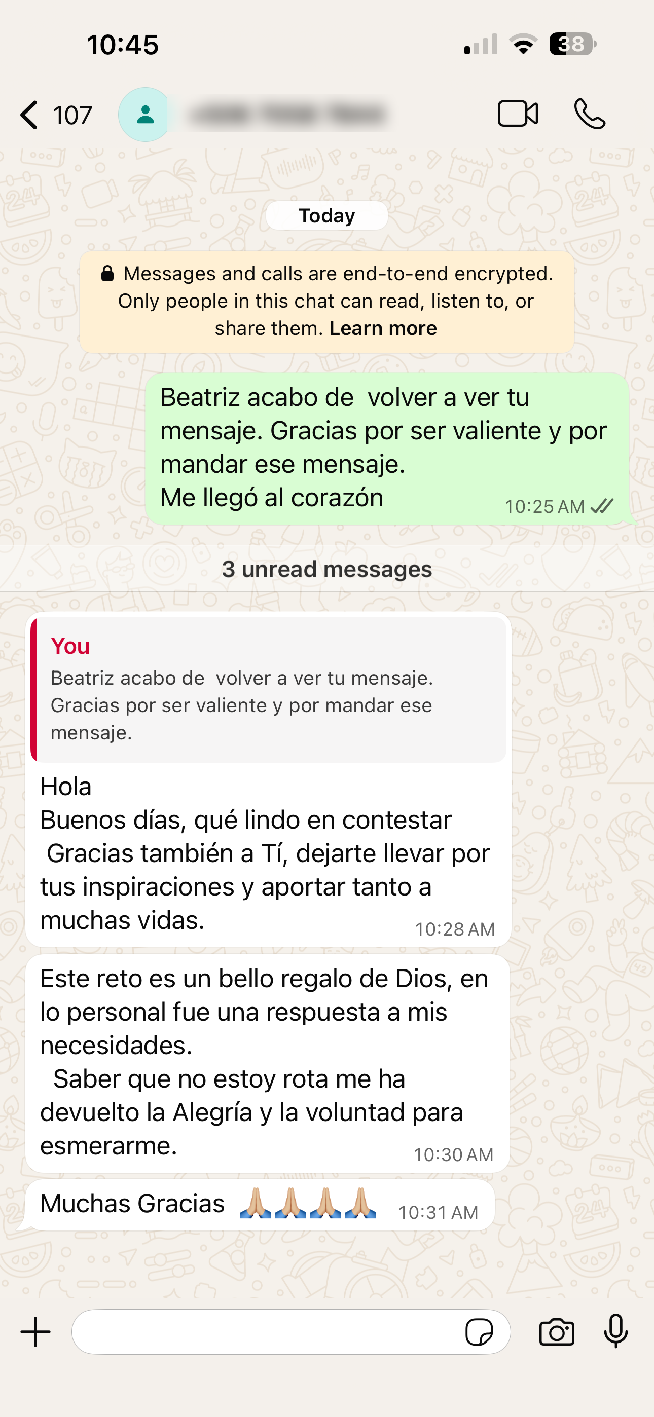 Testimonio de WhatsApp