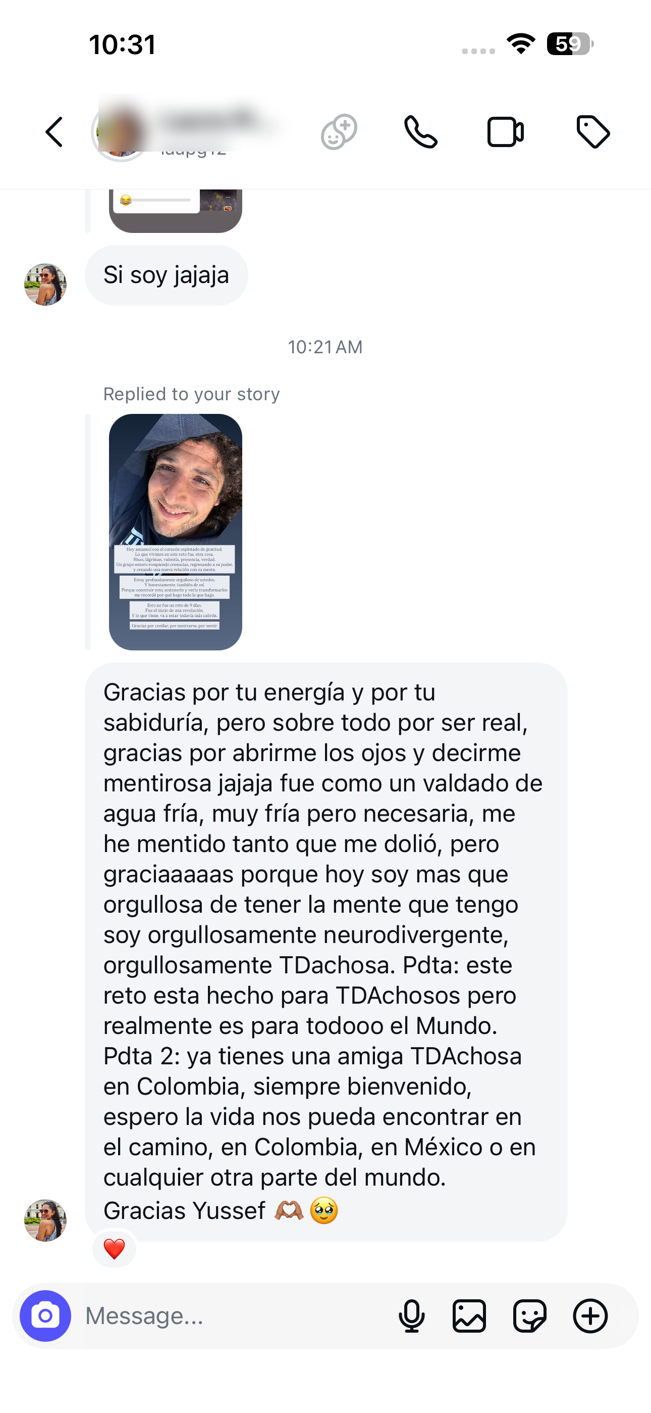 Testimonio de WhatsApp