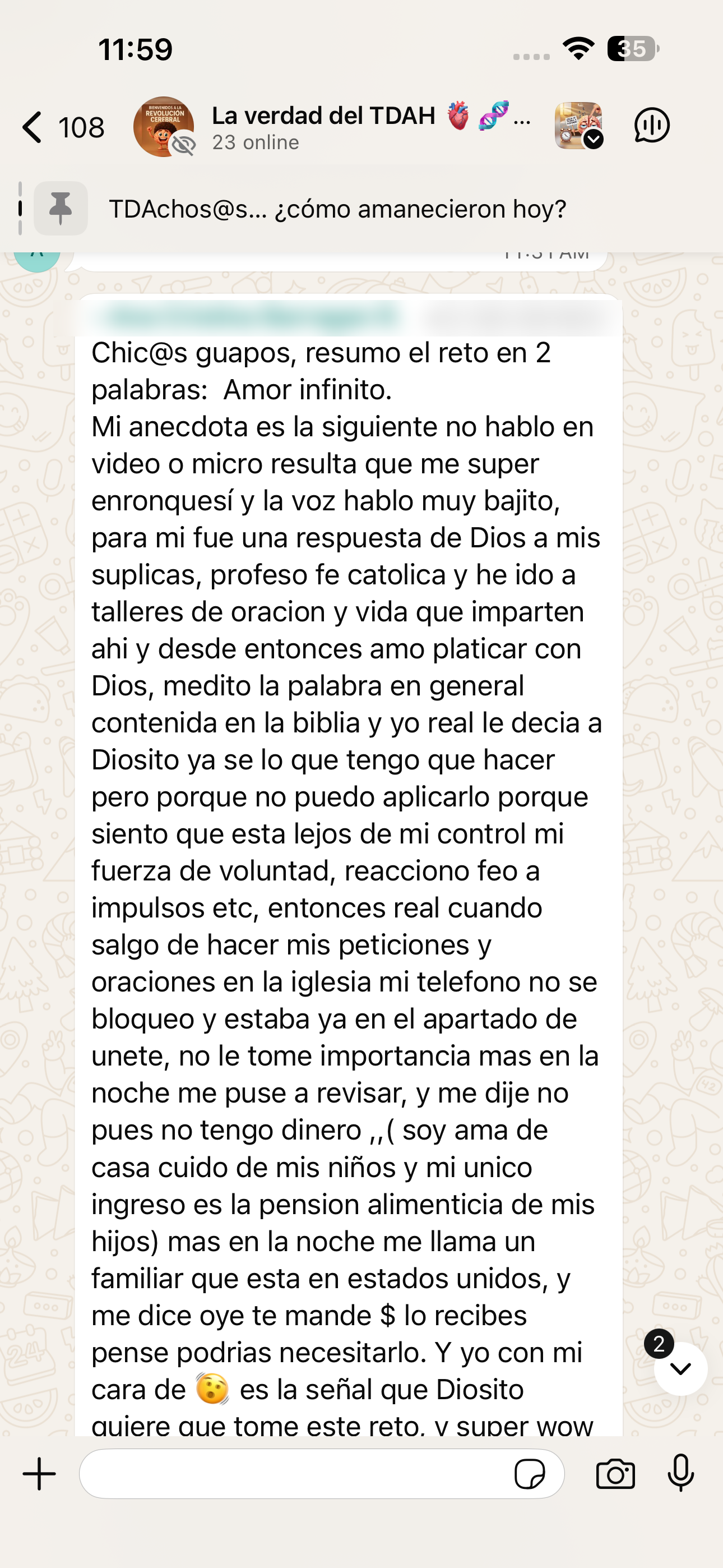 Testimonio de WhatsApp