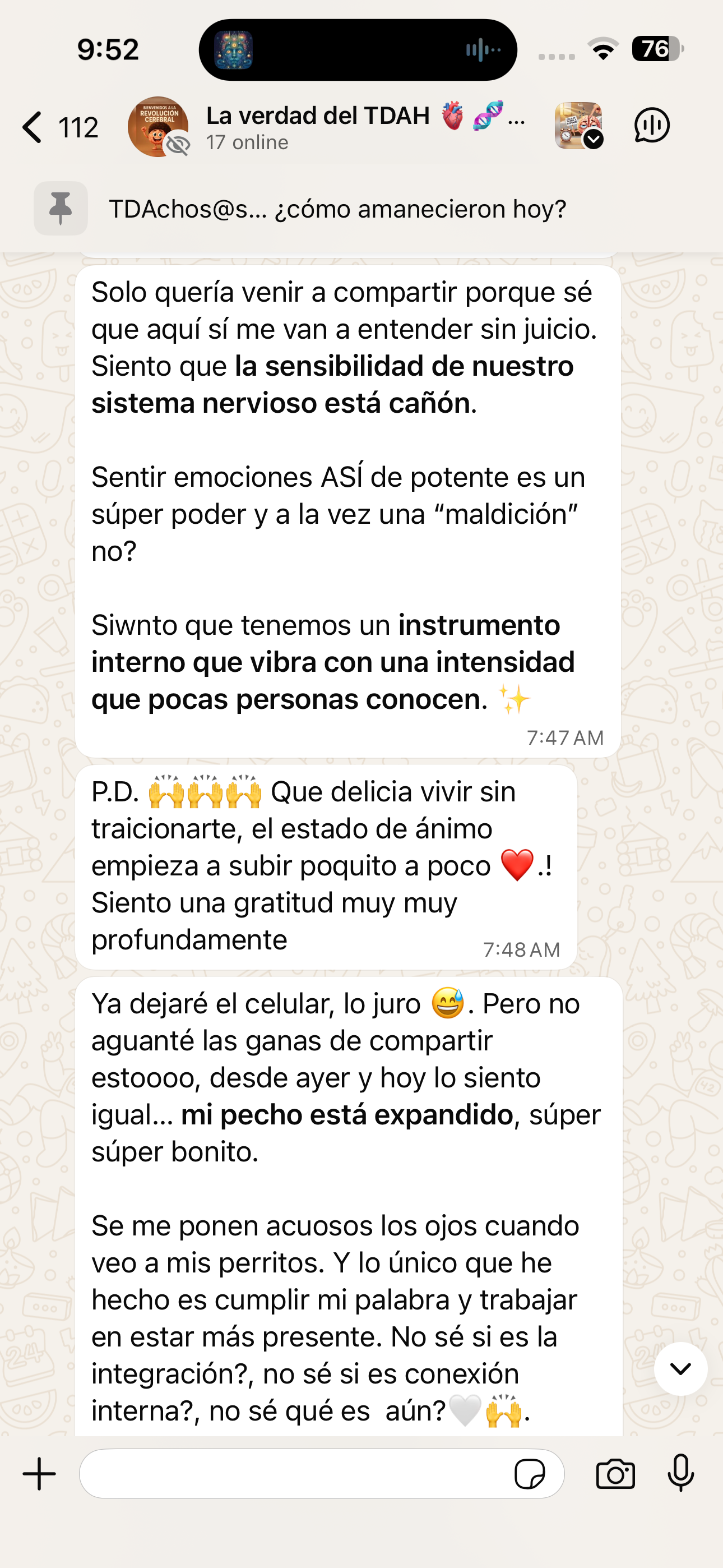 Testimonio de WhatsApp