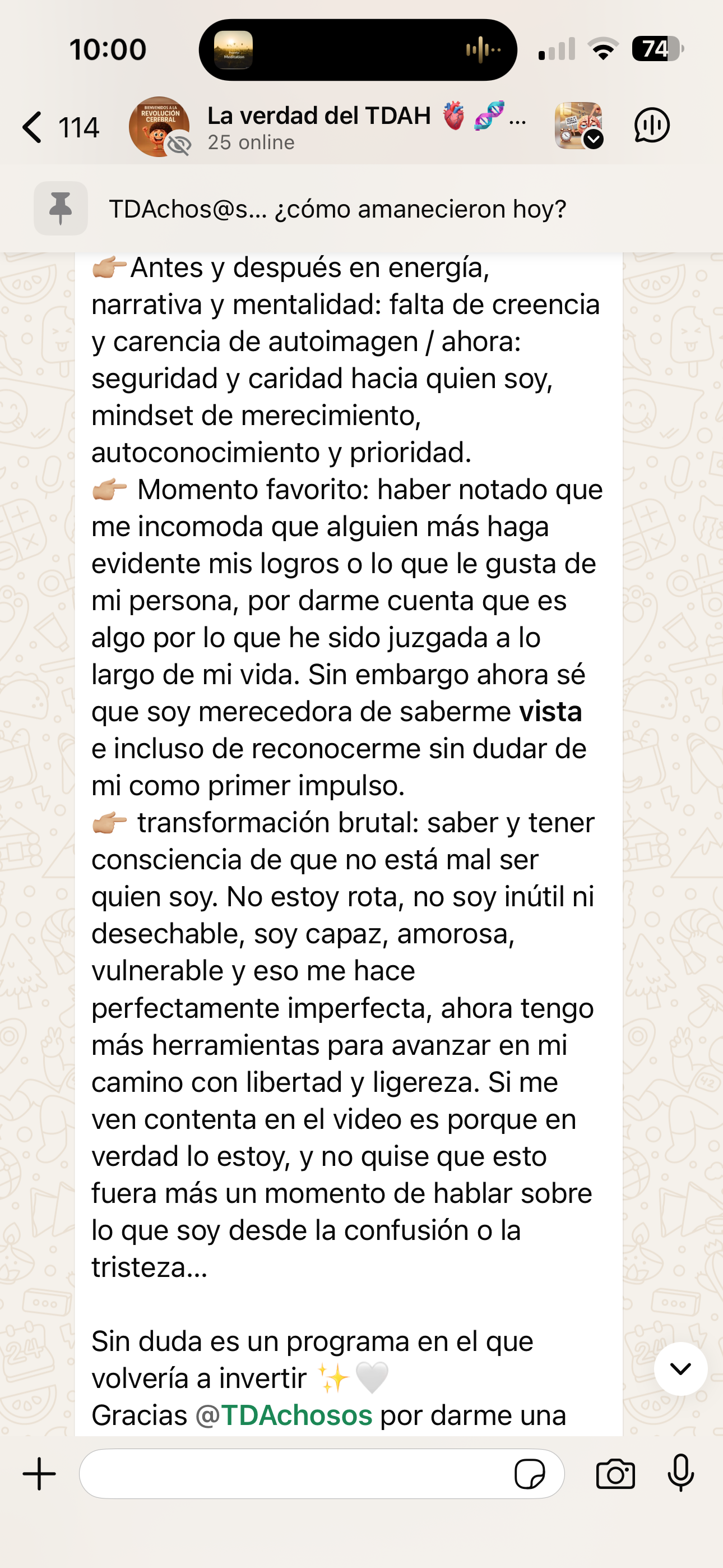 Testimonio de WhatsApp